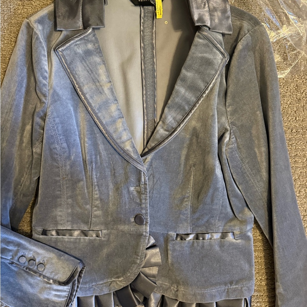 White House Black Market Silver Velvet Blazer